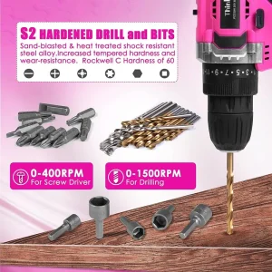 20V Cordless Drill Tool Kit 175 Piece Home Repair Set Women's DIY Tools with LED Light Storage Bag Adjustable Wrench Pliers