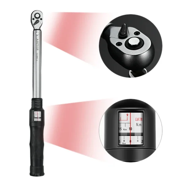 Torque Wrench N.m Lbf.ft Double unit scale 10-330N.m 3/8 1/2 Adjustable and Replaceable head Motorcycle Car Repair Tools - Image 4