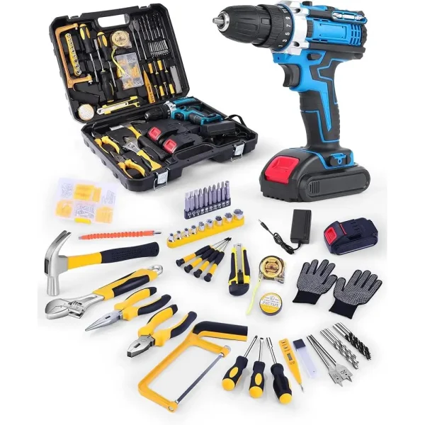 Electric Drill Bit Set Cordless Screwdriver Tool Kit Home Repair Hand Tools Utility Knife Vise Pliers Adjustable Wrench Safety - Image 2