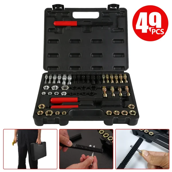 49Pcs Thread Chaser Set Thread Restorer Kit Thread Chaser Repair Tool Kit Includes 24 Rethreading Dies 22 Rethreading Taps - Image 2